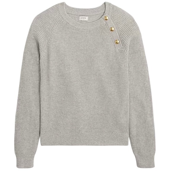 J.Crew Sweaters - J Crew Womens Light Gray Button Shoulder Knit Sweater XXS Raglan Sleeve Casual